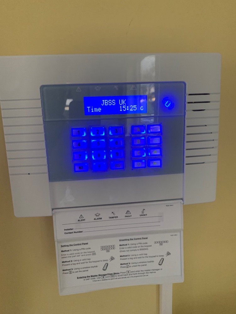 Intruder alarm control panel in Grantham | JBSS UK Gate Automation & Security Systems Specialist